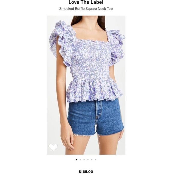Love the Label Anthropologie Smocked Peplum Crop Top in Martine Lavender - Sz S - Picture 1 of 13